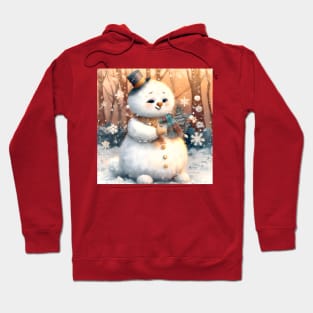 Cute Fluffy Snowman catching Snowflakes Hoodie